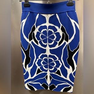 Alexander Mcqueen jacquard stretch bodycon skirt size S blue/white /black